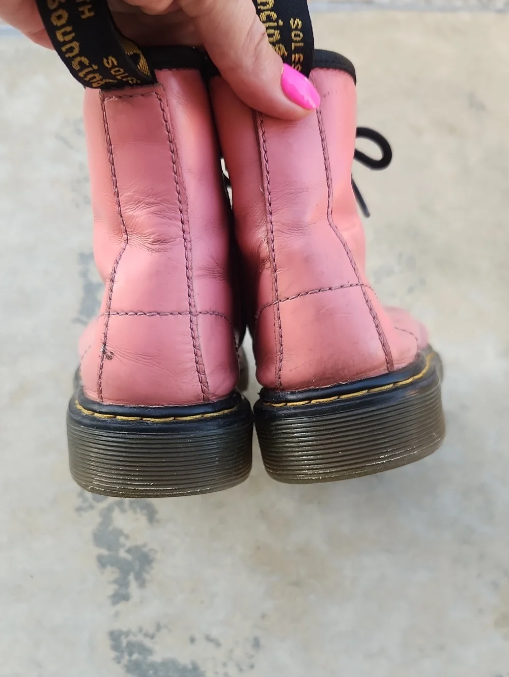 Dr. Martens 1460 Pink Lace-Up Combat Boots Size 2 Kids Girls Classic Punk Style